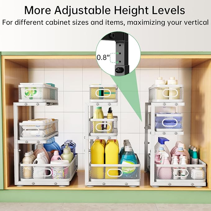 2-Pack 3-Tier Under Sink Organizer, Slide Out Cabinet Storage, Kitchen/Bath - Image 6