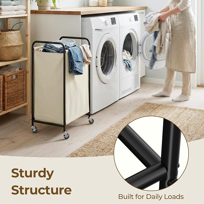 GRANNY SAYS 2 Section Laundry Sorter, 130L Large Hamper Basket with Wheels - Image 6