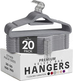 Utopia Home Velvet Hangers 20 Pack – Premium Hangers with Tie Bar - Grey by UTOPIAHOME