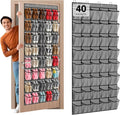 40-Pocket Over the Door Shoe Organizer - Large Mesh Pocket Hanging Shoe Organizer,Behind the Door Shoes Storage Holder Hanger,Large Capacity Design for Dorm Room College,Store 20 Pairs(Grey) by Unknown