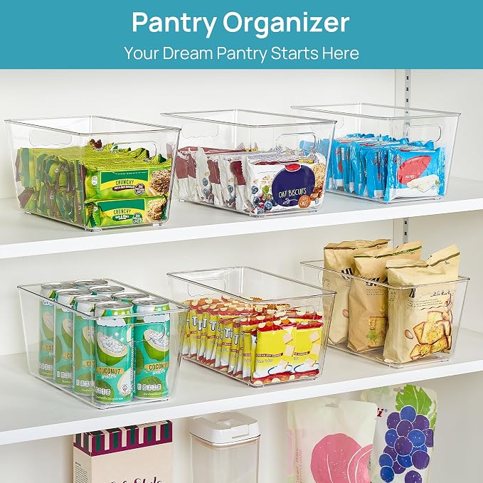 Vtopmart 6 Pack Clear Storage Bins, Pantry Cabinet Organizer Bins, Medium - Image 4