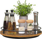 Lazy Susan Organizer：11 Inch Black Wooden Turntable Holder for Pantry&Dinning Table Rotating Round Spice Rack for Dresser Makeup, Counertop, Home&Kitchen by KOKSTOP