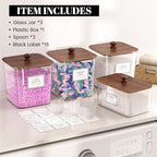 HomePekite Laundry Pods Storage Container, Clear Acrylic Laundry Room Organization and Storage ,Detergent Powder Container,with Wooden Lids & Labels, 3+1 Pack（Dark Brown） - Image 4