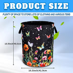 Colorful Butterflies Flowers Laundry Basket Oxford Cloth 18.9 x 16.5 Inch - Image 2