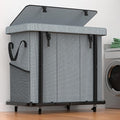 Laundry Basket with Lid,230L Rolling Laundry Hamper with Wheels,Grey by Unlockyourhomestoragelife