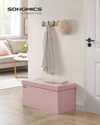 SONGMICS 30 Inches Folding Storage Ottoman Bench, Load 660 lb | Ottoman Foot Rest, Storage Chest, for Living Room, Entryway, Jelly Pink and Ink Black, MINOTA Collection ULSF047R11 - Image 2