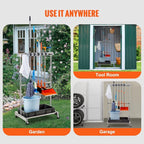 VEVOR Garden Tool Organizer, 10 Slots with Hooks, Yard Tool Tower Rack with Wheels for Garage Organization and Storage, Hold Long-Handled Tool/Rake/Broom, Metal Tool Stand Holder for Shed, Outdoor - Image 6