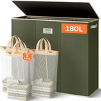 SOLEDI 180L 3-Section Laundry Hamper with Lid, Extra Large Dirty Clothes Basket with Sturdy Handles for Laundry Room & Bedroom - Durable Organizer for Sorting Laundry by SOLEDI