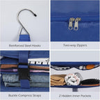 Surblue Hanging Closet Storage Bag Collapsible 3-Shelf Washable Oxford Fabric with 2 Hooks (XL 17.71 * 11.81 * 20in, Blue) - Image 6