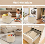 Storage Basket Boho Fabric Large Collapsible Floral Laundry Nursery Hamper Portable Folding Storage for Clothes Toys (Yellow Floral) - Image 3
