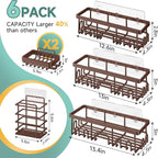Veken Shower Caddy 6-Pack, No Drilling & Rustproof, Waterproof Adhesive Shelves Rack with Soap Holder, Large Capacity Bathroom Organizers and Storage, Wall-Mounted Kitchen & Home Decor - Image 7