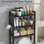 Livilord 3 Tier Over The Toilet Storage Rack with Toilet Paper Holder, Metal Freestanding Bathroom Shelves with 4 Hooks, Over Toilet Storage Shelf for Bathroom Storage, Black - Image 7