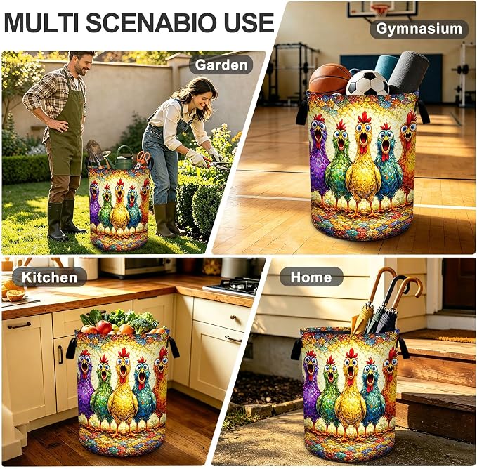 Rooster Laundry Basket Foldable Laundry Hamper With Handles Clothes Storage Bucket Organizer Laundry Bag For Bedroom Bathroom Laundry Storage 19.6 x 15.7 - Image 8