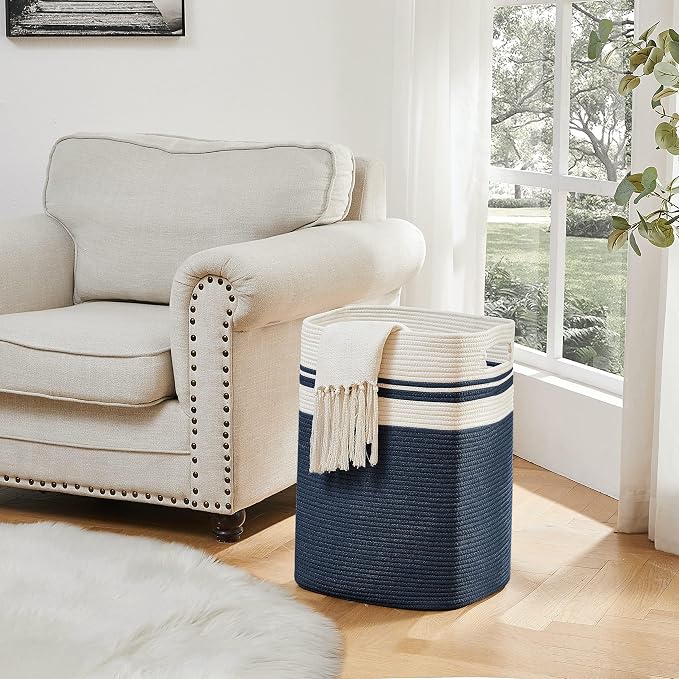 OIAHOMY Laundry Hamper Collapsible Laundry Basket Clothes Organizer Blue - Image 2