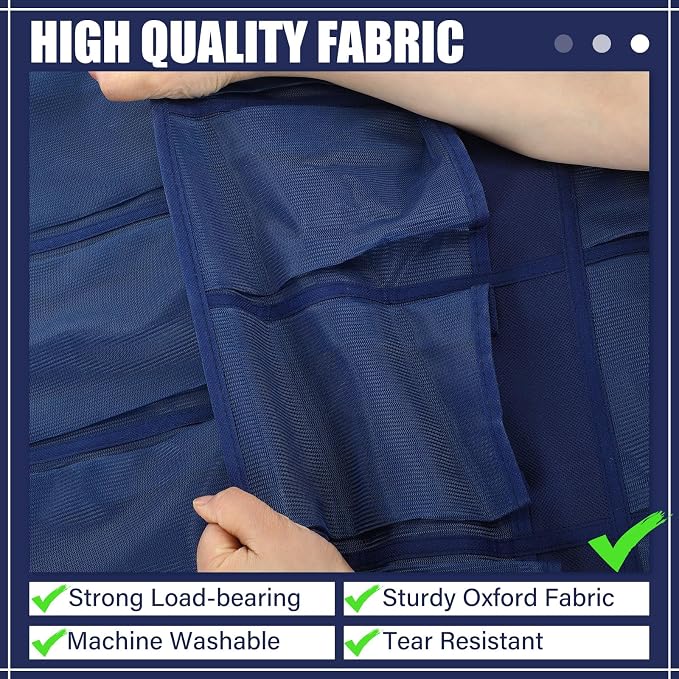Windyun 1 Pcs 40 Pocket Over the Door Shoe Organizer Hang,Navy Blue - Image 5