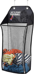 Store & Score Over The Door Hanging Kids Fun LED Baseball Light-Up Collapsible Mesh Laundry Hamper Basket, Toy Chest, Heavy Duty Metal Hooks Included. Patent Pending by Unknown