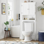 UTEX Over The Toilet Storage Cabinet, White Bathroom Organizer with Doors - Image 3