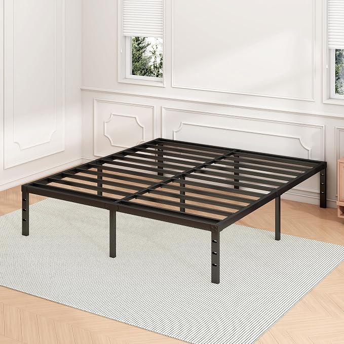 Hafenpo 16 Inch Full Bed Frame, Under Bed Storage, Black - Image 7