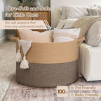 INDRESSME 115L Extra Large Woven Wicker Blanket Basket Living Room - Image 5