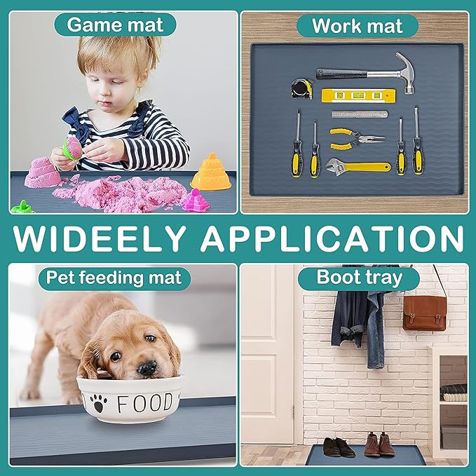 URMONA Waterproof Silicone Under Sink Mat 22'' x 19'' Shelf Liner for Kitchen and Bathroom, Cabinet and Counter Protector, Storage and Organizers, Litter Mat, Pet Cat Puppy Essentials(Black) - Image 6