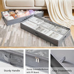 Berdeng 3 Pack Under Bed Storage Containers, Low Profile Underbed Shoes and Clothes Storage Organizer with Sturdy Sidewalls/Bottom, Large Dorm Storage Bins,33 * 17 * 4.5 inches,45L - Image 5