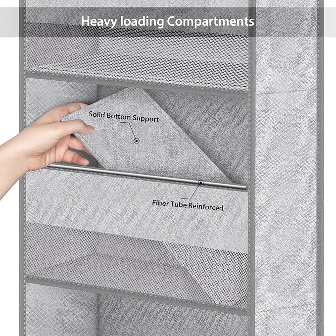 Univivi Over Door Hanging Organizer for Baby Nursery, Grey Pattern, 6-Shelf - Image 5