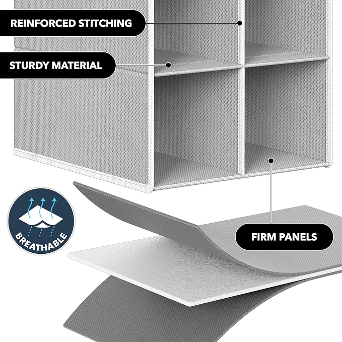 Simple Houseware 20 Section Shelves Hanging Shoes Organizer, Gray | Dual Metal Hooks, 10 Tier, Holds Up to 20 lbs, for Narrow Space - Image 5