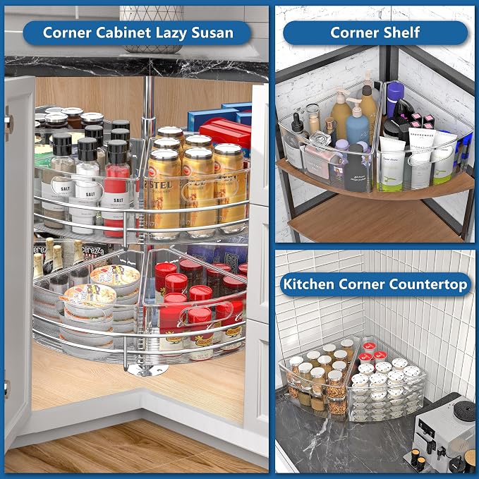 JOWBOOW Lazy Susan Organizer Bins for 32"-33" Diameter Corner Cabinet Lazy Susan, 6 Pack, Clear Plastic Cabinet and Pantry Storage Bin, 1/8 Wedge-Food Safe, BPA Free - Image 8