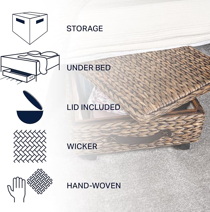 happimess Chett Underbed Storage Bin Wheels 26", Brown Wash - Image 3