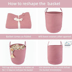 XUANGUO Cotton Rope Laundry Basket Hamper for Clothes, grape purple - Image 6