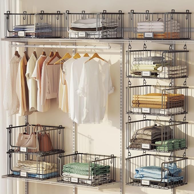 3-Pack Laundry Basket, Wire shelves for Laundry Room Space Saving-Metal Laundry Basket Holder,14.5"D x 10.5"W,Black - Image 6