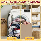 195L Laundry Hamper 3 Section,Large Laundry Hamper with Lid,Dirty Clothes Hamper with 3 Inner Bags,Collapsible Laundry Basket Organizer for Laundry Room,Bedroom,Laundry Sorter Hamper 3 Compartment - Image 5