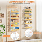 6-Tier White Metal Door Hanging Spice Rack Organizer Over The Door Pantry Organizer Back of Door Storage Rack with Adjustable Basket Door Pantry Organizer with Anti-drop Rod for Kitchen - Image 6