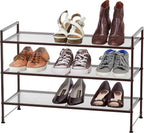 Simple Houseware 3-Tier Stackable Mesh Shoe Rack, Bronze - Image 2