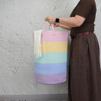 XUANGUO Rope Laundry Basket Hamper for Kids Girl Large, rainbow - Image 3