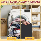 195L Laundry Hamper 3 Section,Large Laundry Hamper with Lid,Dirty Clothes Hamper with 3 Inner Bags,Collapsible Laundry Basket Organizer for Laundry Room,Bedroom,Laundry Sorter Hamper 3 Compartment - Image 5