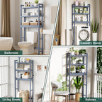 Smiry Bamboo Over The Toilet Storage Cabinet, 3 Tier, Grey - Image 7