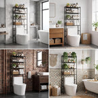 4-Tier Over The Toilet Storage Rack, Bathroom Organizer with One-Piece Metal Mesh Shelves, Over Toilet Shelf with Adjustable Feet & Anti-Tip Kit, Space-Saving Bathroom Storage, Black - Image 7