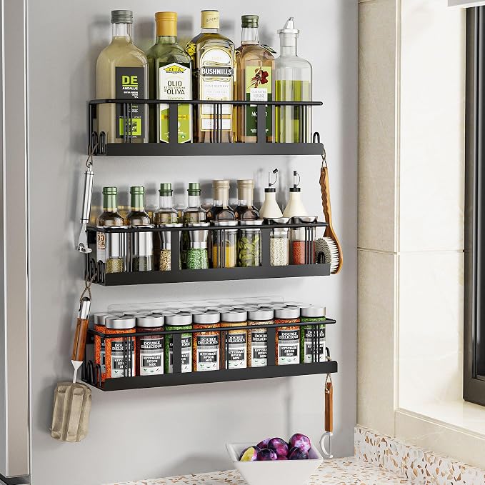 Bunoxea Spice Rack Wall Mounted 4 Pack,RV Spice Rack,Black - Image 2