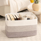 60L Woven Laundry Basket Hamper with Handles, Gradient Brown - Image 7