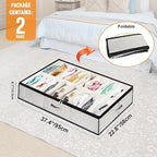 homyfort Shoe Storage Organizer Under Bed, 2 Pack Fits 32 Pairs, Extra Large Shoe Container, Breathable Fabric Underbed Storage for Sneakers, Slippers, Closet, Grey - Image 4