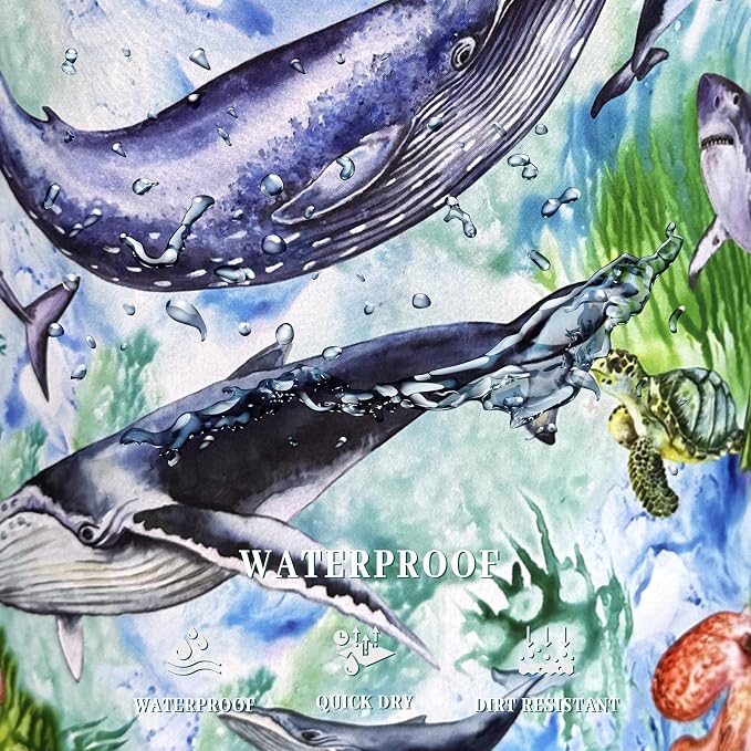 Colorful Whale Laundry Basket Oxford Cloth Foldable Hamper 18.9x16.5 Inch - Image 5
