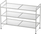 Simple Houseware 3-Tier Stackable Mesh Shoe Rack, Silver - Image 8