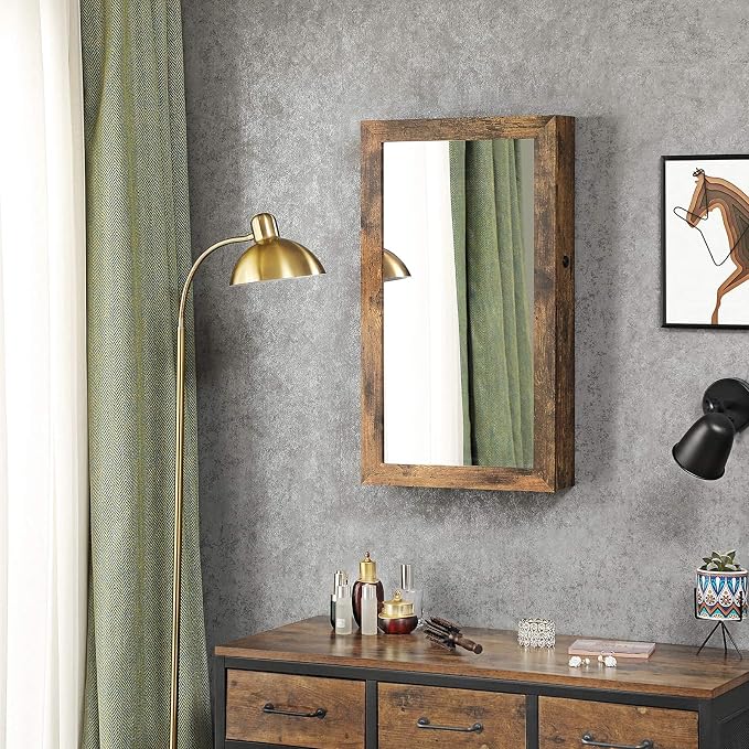 SONGMICS Lockable Jewelry Cabinet Armoire with Mirror, Wall-Mounted - Image 4