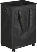 efluky Slim Laundry Hamper with Wheels, Rolling Laundry Basket for Clothes, Small Laundry Basket for Bedroom, Dorm and Laundry Room, 90L (19.8 Gallons) Black by efluky