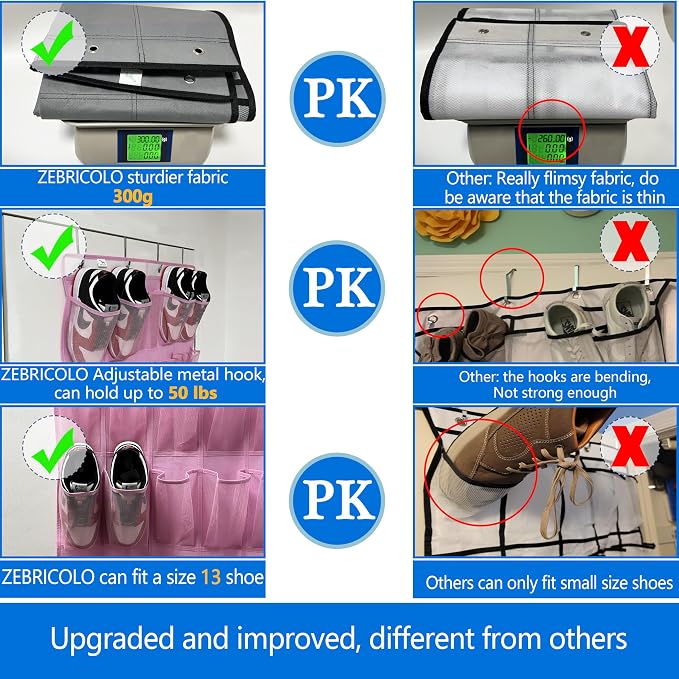 Shoe Rack for Door, Over Door Shoe Organizer for Closet - Image 5