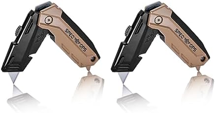 Spec Ops Tools Utility Knife for Cutting Drywall, Roofing & Jobsite Materials, Includes 10 Blades in Handle Storage, Fixed Blade, Folding, 2 Pack by SpecOps