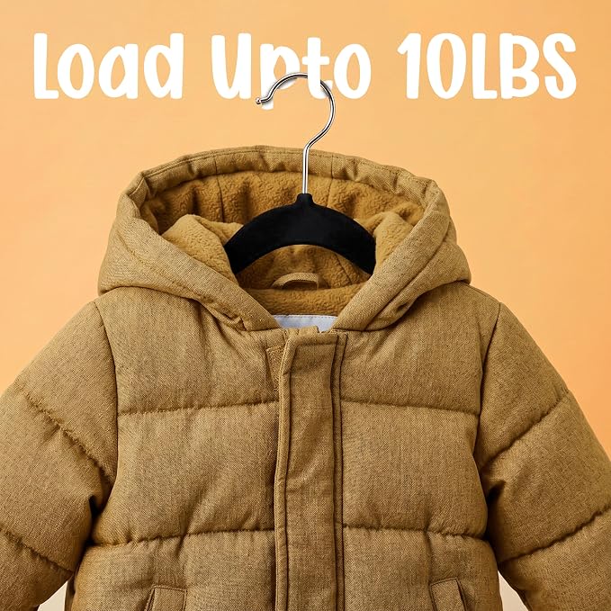 Utopia Home Kids Velvet Hanger 20 Pack – 11" Premium Baby Hangers - Black - Image 4