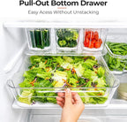 SMRCAD Clear Fridge Bins with Drain Trays - BPA-Free PET, Stackable(6 Pack) - Image 3