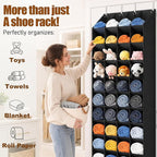 UVIAHOMI 30-40 Pairs Over the Door Shoe Organizer, 40 Breathable Pockets Hanging Shoe Storage for Closet, 10-Tier Door Shoes Rack, Handing Shoes Holder Fit All Family's Sneakers, Boots (Black) - Image 8